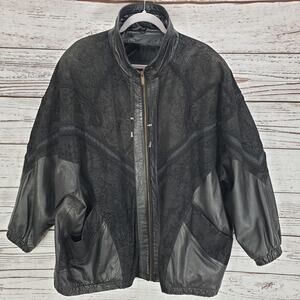 Wilsons Leather Women's Black Leather Paisley Embroidered Jacket Size 2X